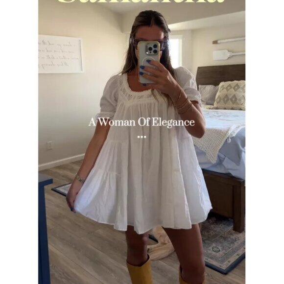 FREE PEOPLE Sandy Shores Babydoll Dress in Ivory Size Medium - Picture 4 of 14